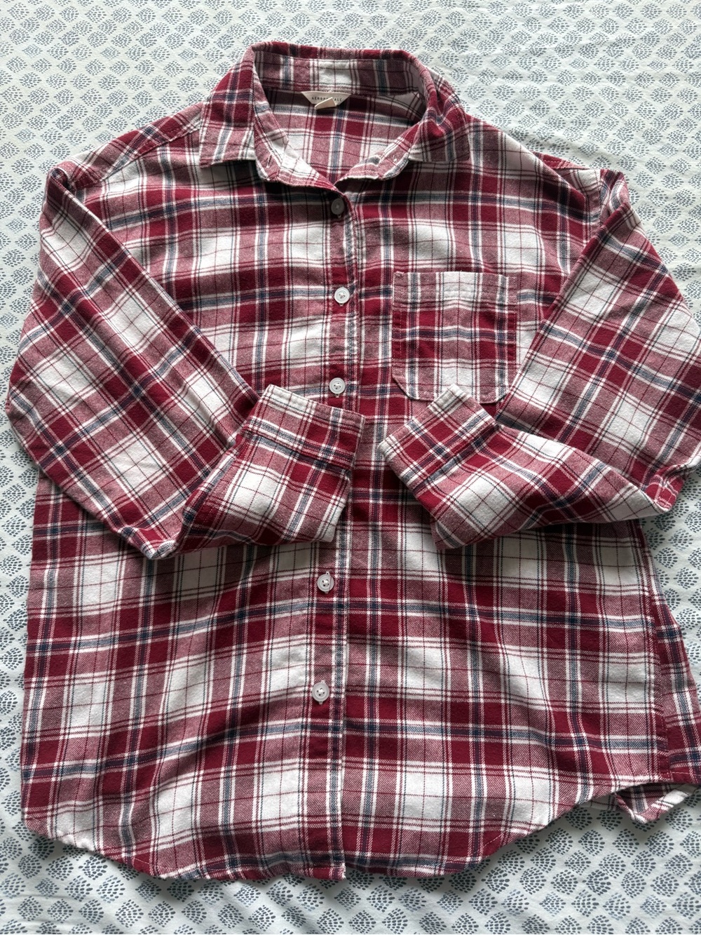 Aeropostale Burgundy and White Plaid Button-Down Shirt